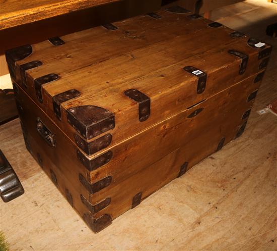 Metal bound travel trunk